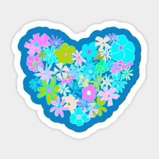 Vintage flower power heart design Sticker